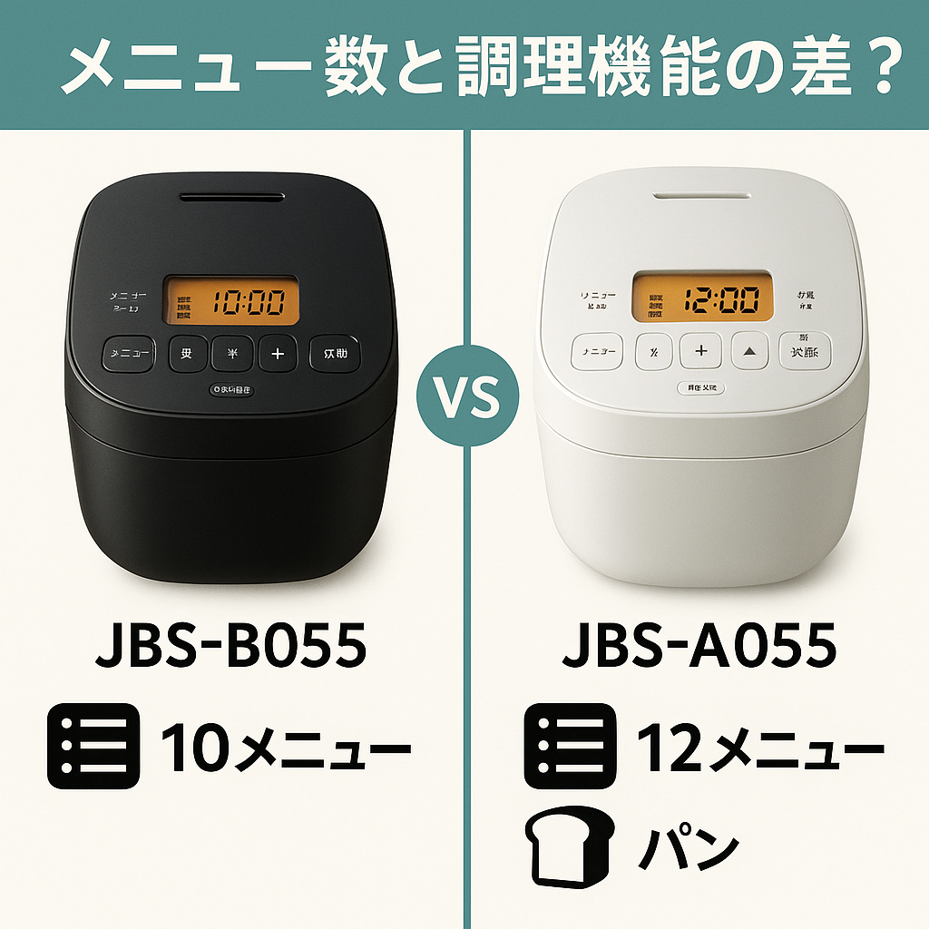 メニュー数と調理機能の違いを比較した画像