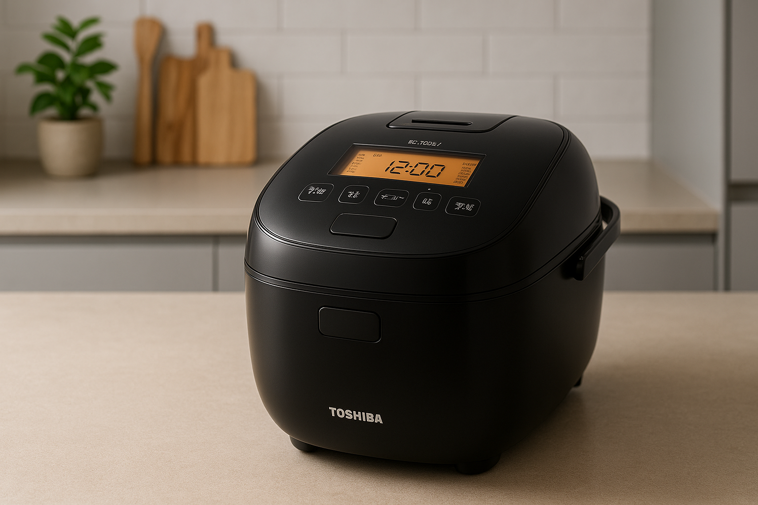 東芝RC-10VRV炊飯器を設置したモダンなキッチンのイメージ