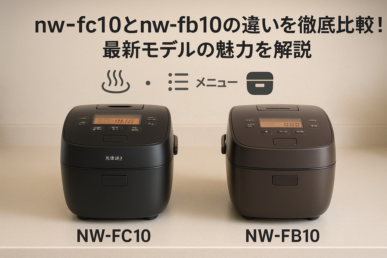 象印NW-FC10とNW-FB10の炊飯器を比較したイメージ画像