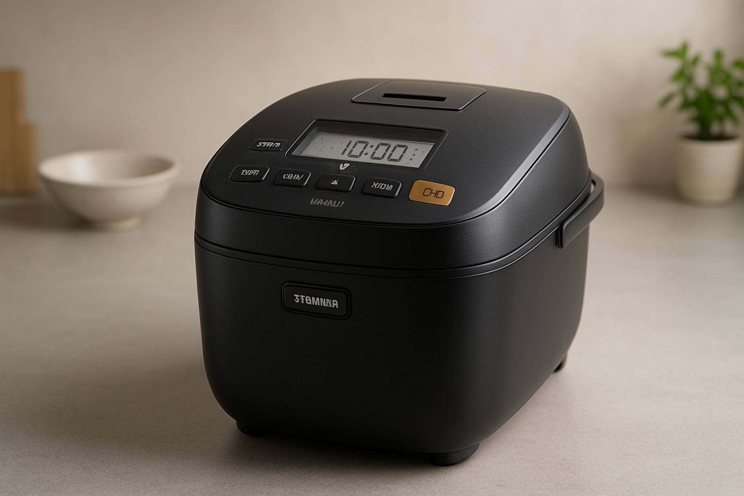 スレートブラックの象印炊飯器NW-YB10がキッチンカウンターに置かれた高級感ある外観